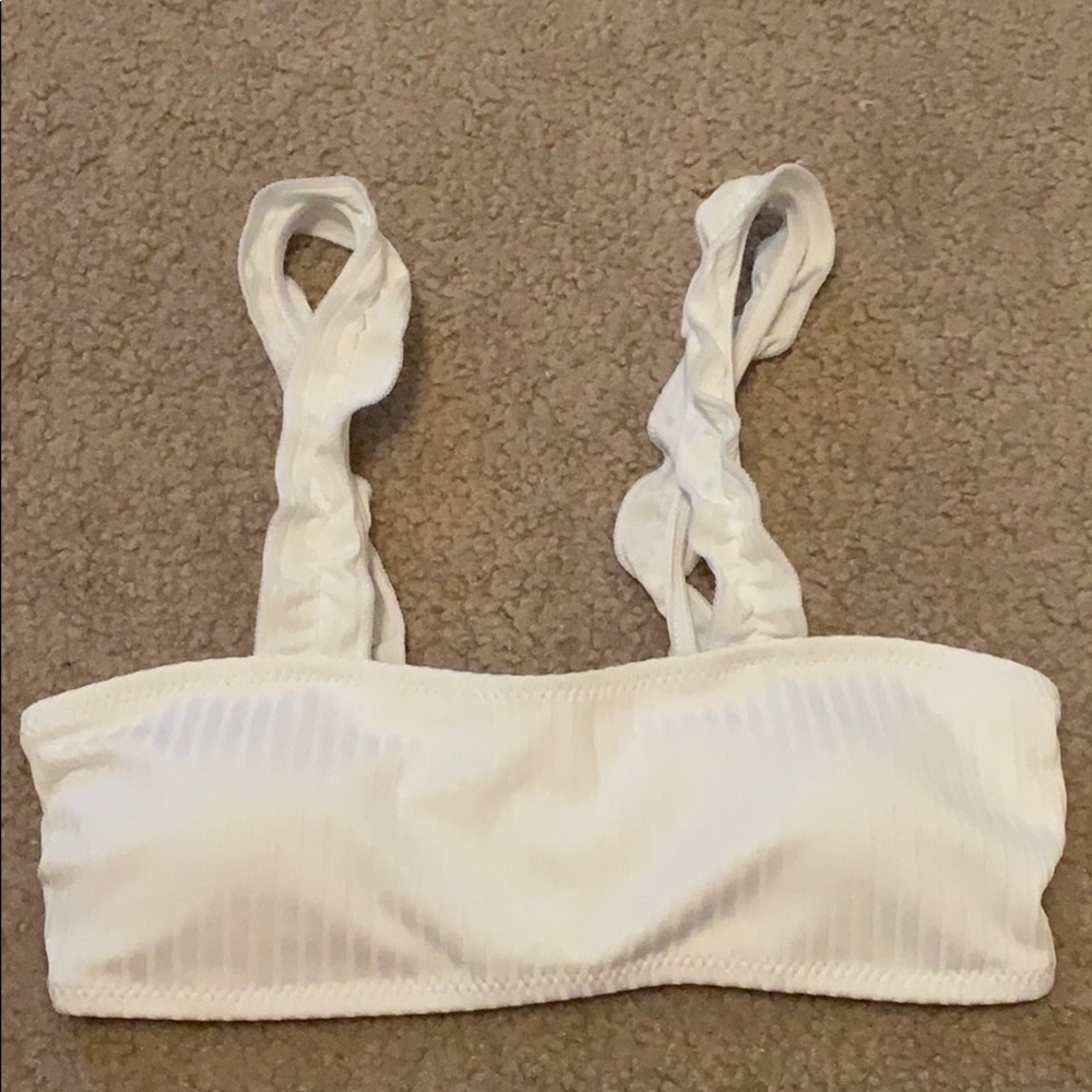 white bathing suit top! ruffle straps!!